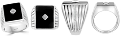 EFFY Collection EFFY&reg; Men's Onyx & Diamond (1/6 ct. t.w.) Ring in Sterling Silver
